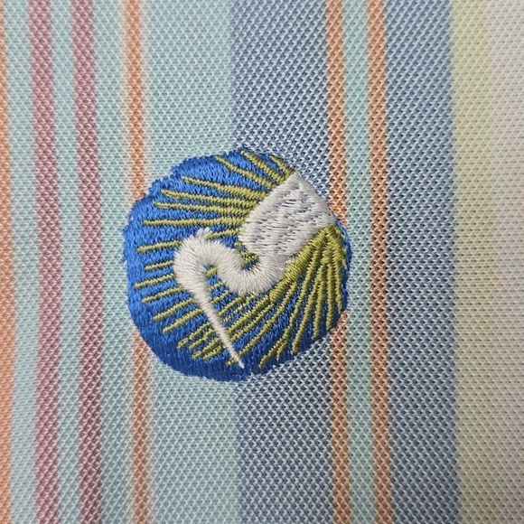 OXFORD Striped Polo Shirt Blue and White  - Blue Haven Sz XL - Picture 8 of 9